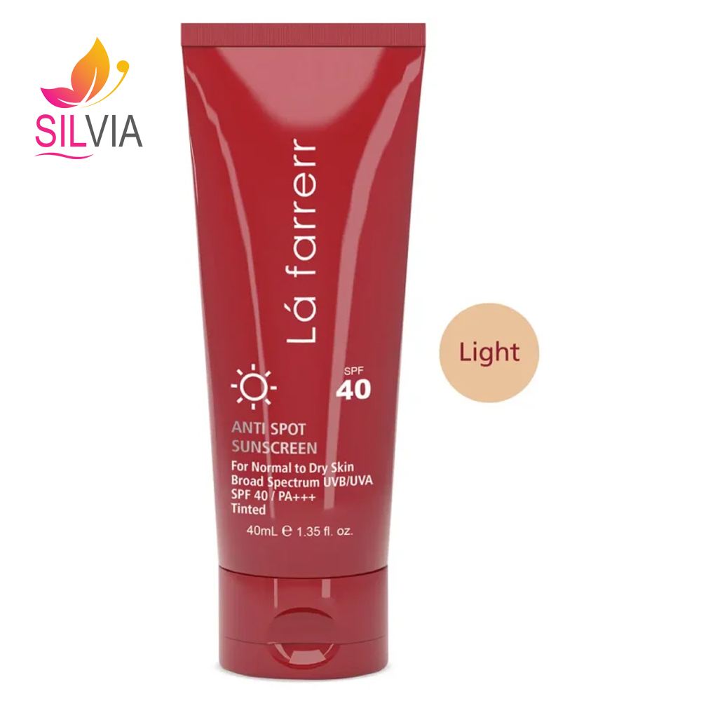 ضد آفتاب و ضد لک رنگی بژ روشن پوست خشک و معمولی SPF40 لافارر 40 میل  La Farrerr Anti Spot Tinted Sunscreen Cream Light Color for Normal to Dry Skin SPF40 40ml