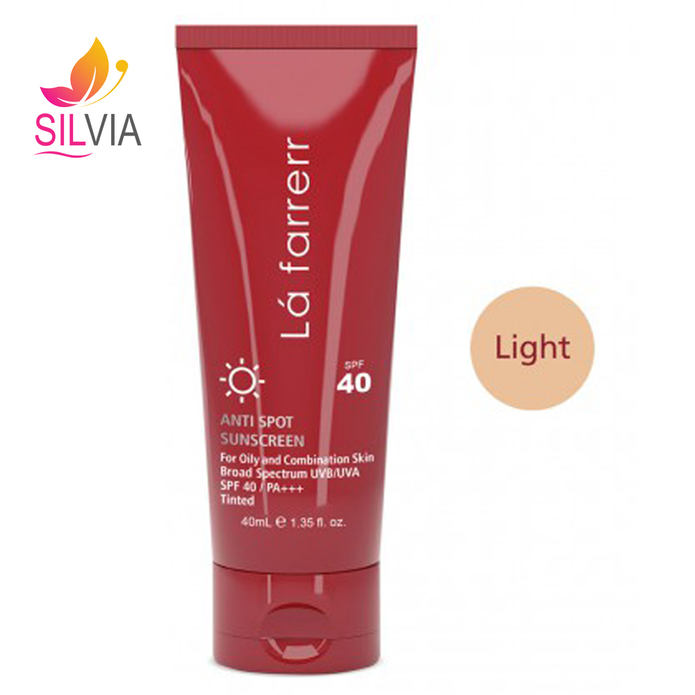 کرم ضد آفتاب و ضد لک رنگی بژ روشن پوست چرب و مستعد آکنه SPF40 لافارر 40 میل La Farrerr Anti Spot Tinted Sunscreen Cream Light Color for Oily and Acne Prone Skin SPF40 40ml